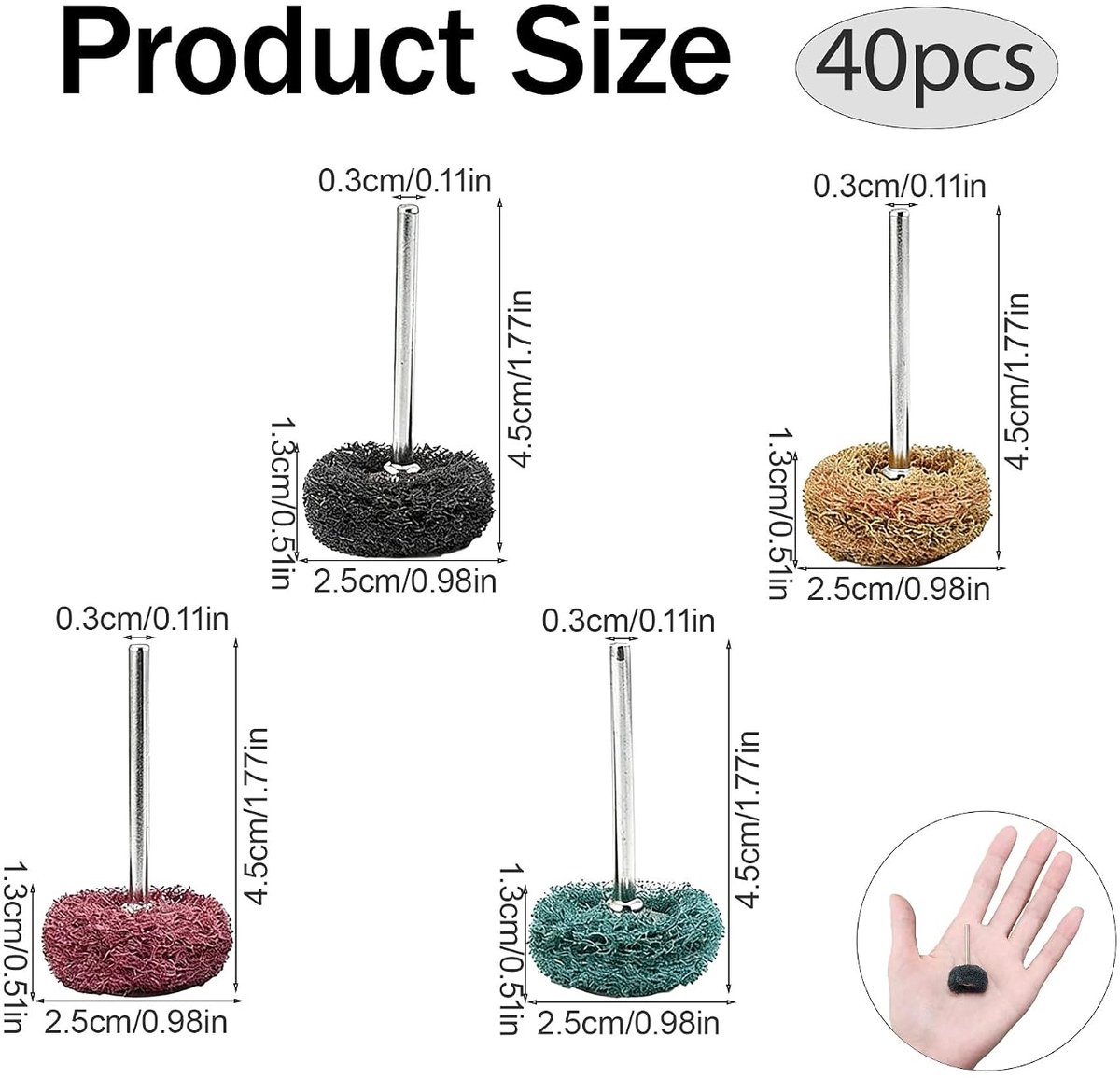 40 stuks schuurschuurwielen, polijstschijf, waaierslijper voor boormachine, korrelgroottes 80/150/240/300, veelzijdige polijstaccessoires voor metaal, sieraden en meer