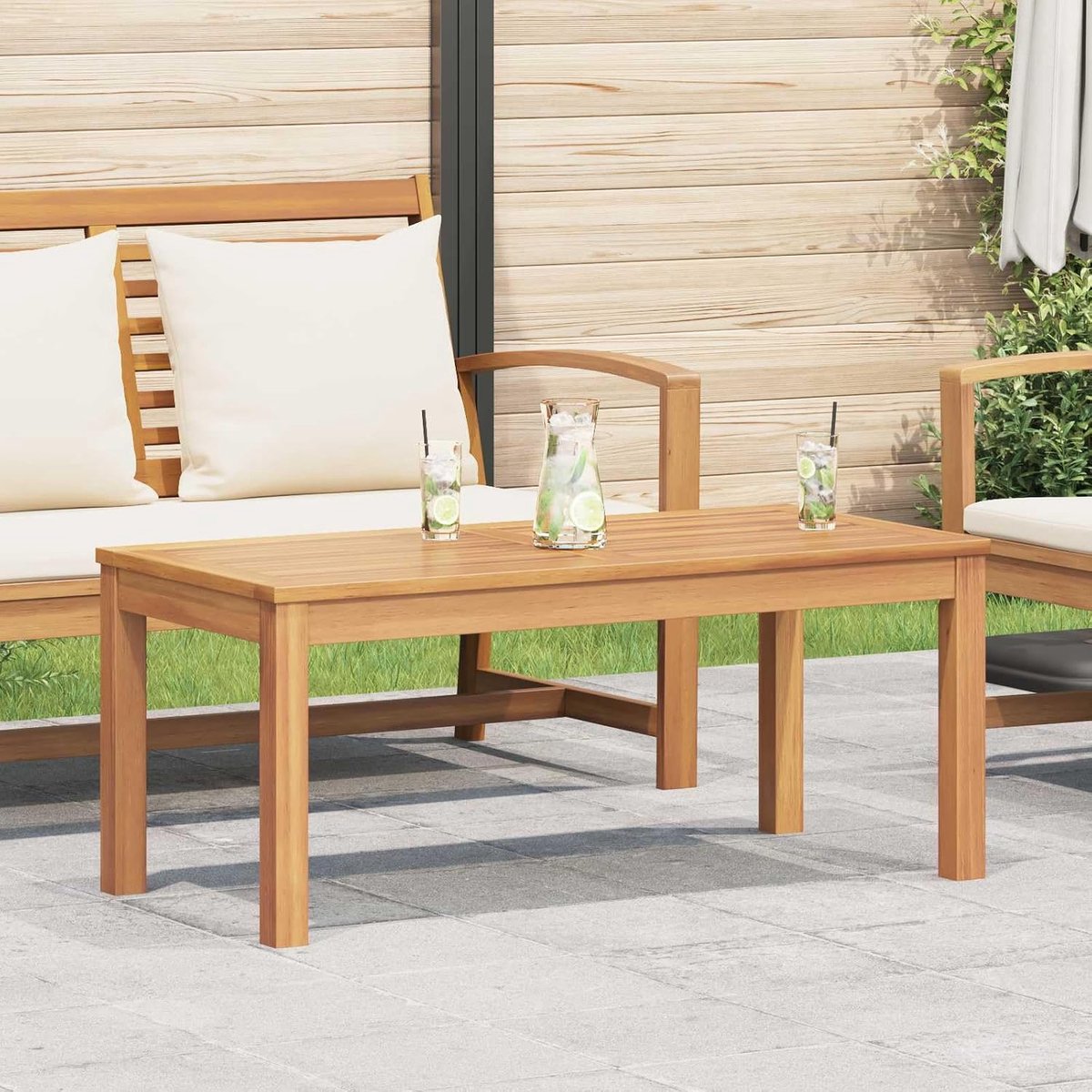 Teakhout Tuintafel Bruin 95x45x40 cm Weerbestendig Buitenmeubilair voor Balkon Tuin Terras Rustiek Design
