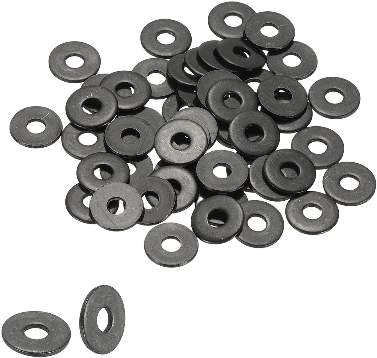 Platte sluitringen, M3, 1/8 inch, ID X 3/8 inch, OD, 50 stuks, 304 roestvrij staal, metrisch, verzinkt, zwart, voor schroeven en bouten, zwart
