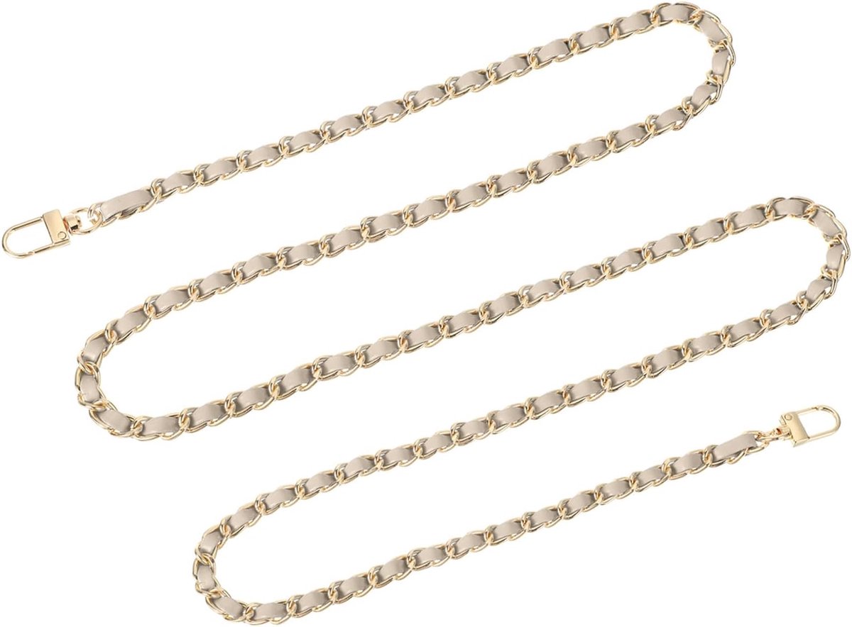 Tasketting, portemonnee-kettingriem, 140 cm, tassenriem, handtasketting, portemonneeriem met gespen voor schouder, crossbody tassen, reserveriemen (gouden riem + gouden ketting)