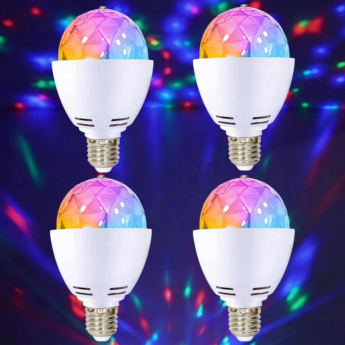 RGB LED Disco Lamp - 4 Stuks - 3W E27 - 360° Rotatie - Ideaal voor Feesten - SnelShoppen