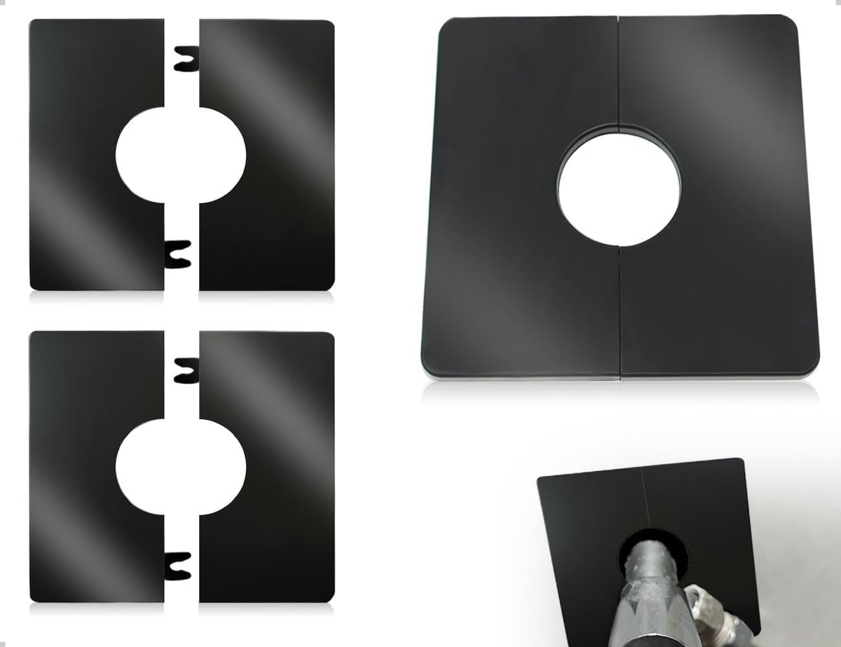 Decoratieve buisafdekkingen set van 2 - zwart, vierkant - zelfklevend - stijlvol voor leidingen en kabels - SnelShoppen
