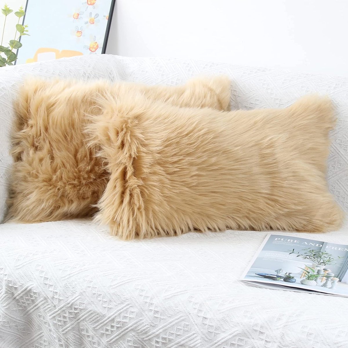 Kussenhoes 40x40 cm - Imitatie Schapenvacht - Zachte Faux Bont - Perfect voor Decoratie - ShopVlot