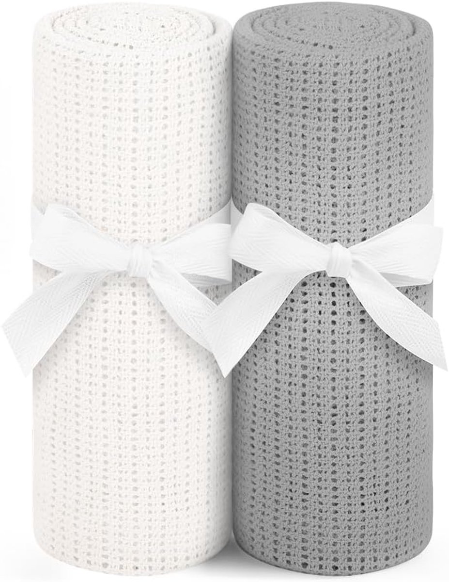SnelShoppen - 100 x 75cm Newborn Katoenen Baby Cellular Dekentje, Fluffy, Ademend, Geschikt voor Wieg, Autostoel en Kinderbed, Perfect voor Alle Seizo