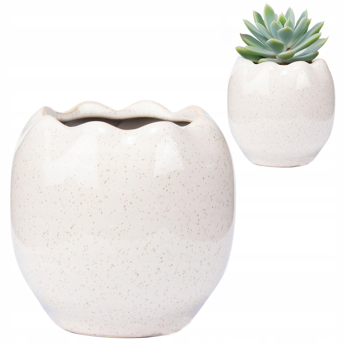 Witte keramische pot voor vetplanten, 9cm, rond, minimalistisch design