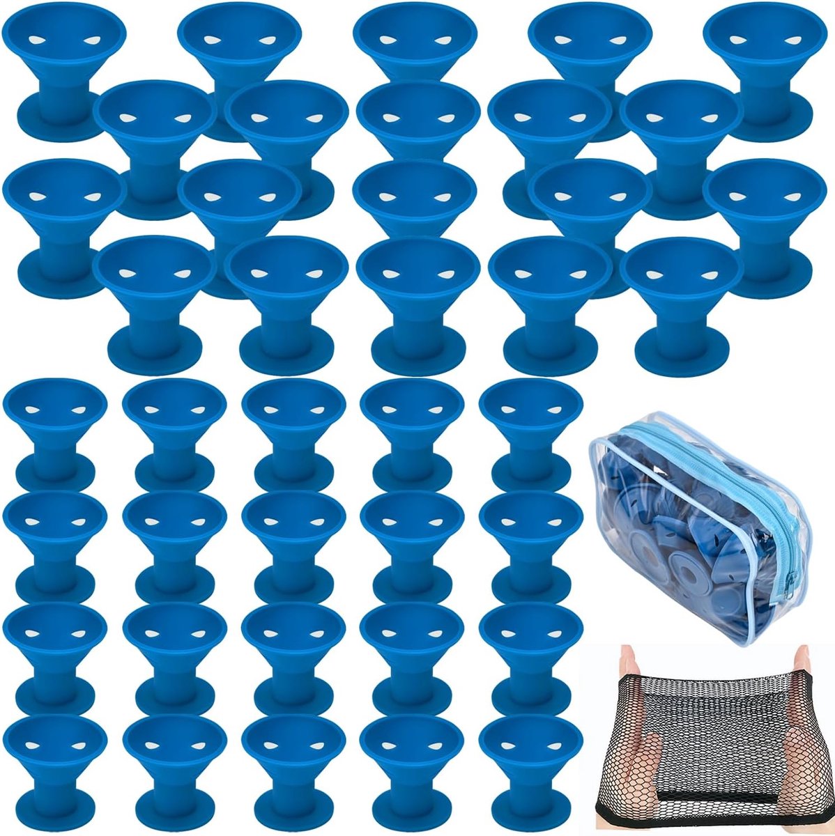 Haarrollers set - 40 stuks (20 groot + 20 klein) - siliconen - veilig en hittevrij stylen - ShopVlot