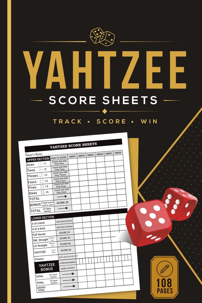 Yahtzee scorebladen - groot formaat 6"x9" - dubbelzijdig - ideaal voor speldiners - ShopVlot