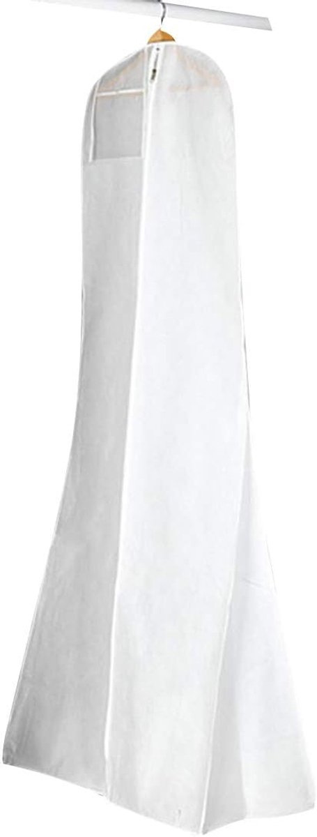 Garment bag trouwjurk 183 cm - ademend - met transparante ritszak - veilig voor lange termijn opslag - ShopVlot