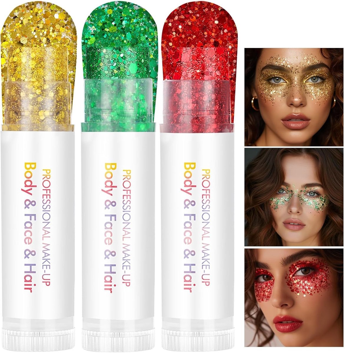 Body Glitter Stick 3PCS - Zeemeermin Sequins - Holografisch Effect - Perfect voor Festivals - ShopVlot