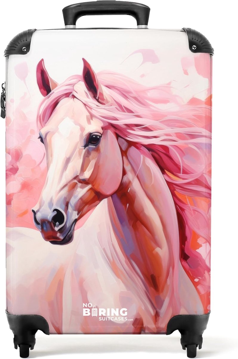 Reistas handbagage 55x40x20 cm - lichtgewicht roze paard - TSA-slot - ideaal voor kinderen - ShopVlot