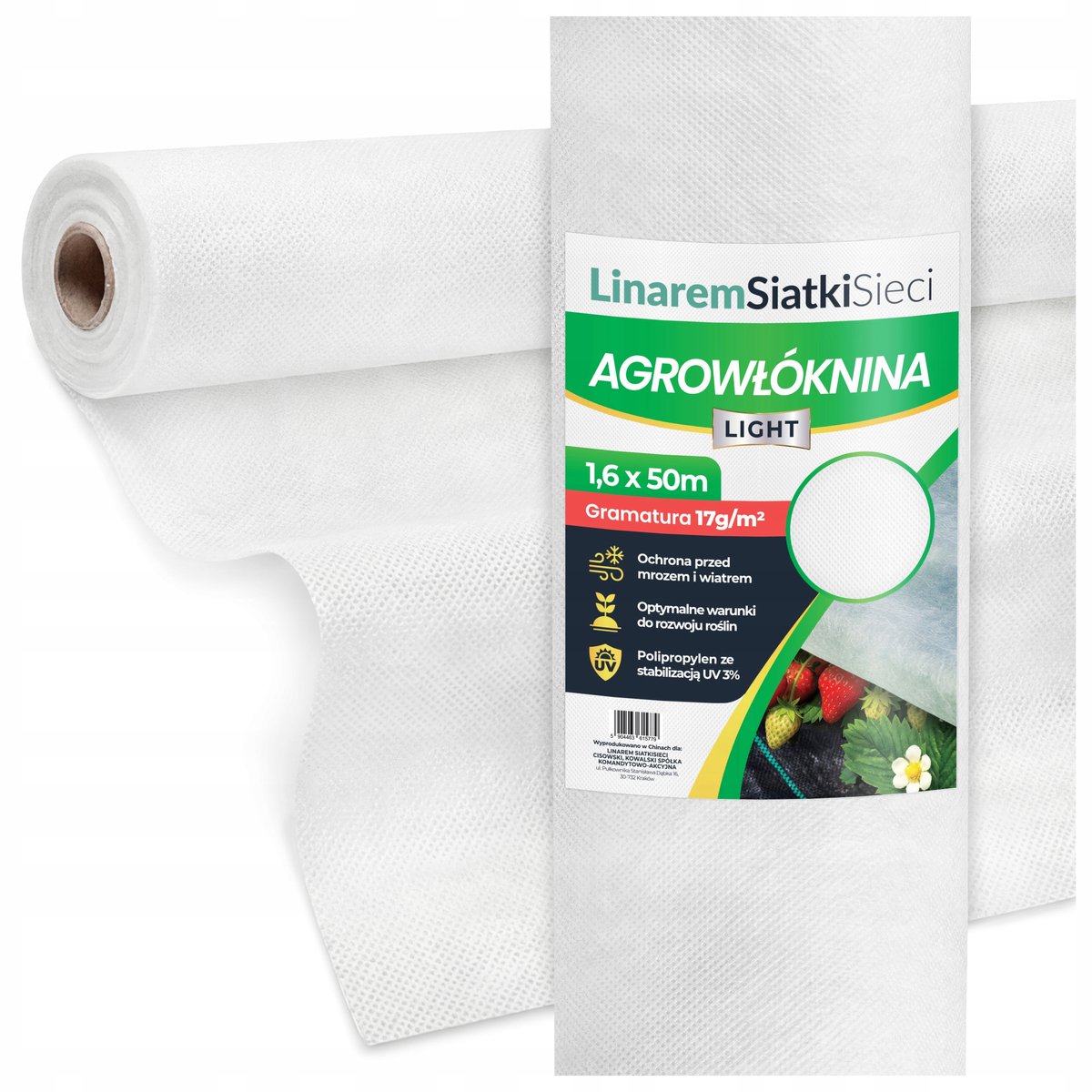 Merkloze witte agrofleece 1,6x50m - 17g/m², UV-bestendig, voorjaarsbescherming