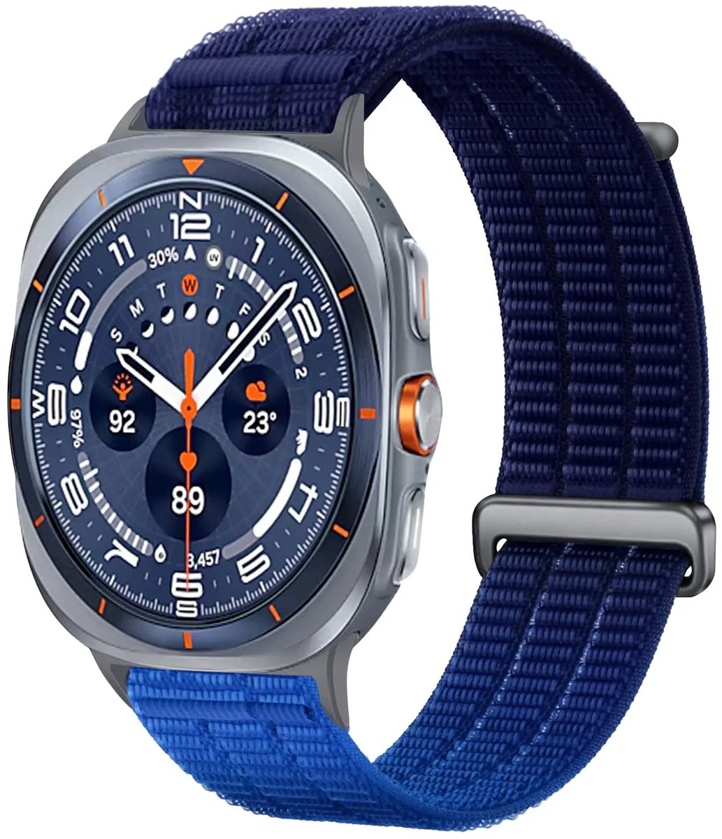 Strap-it Nylon 'Air' bandje geschikt voor Samsung Galaxy Watch Ultra 2 (2026) / Ultra (2024/2025) - Gradient Blauw