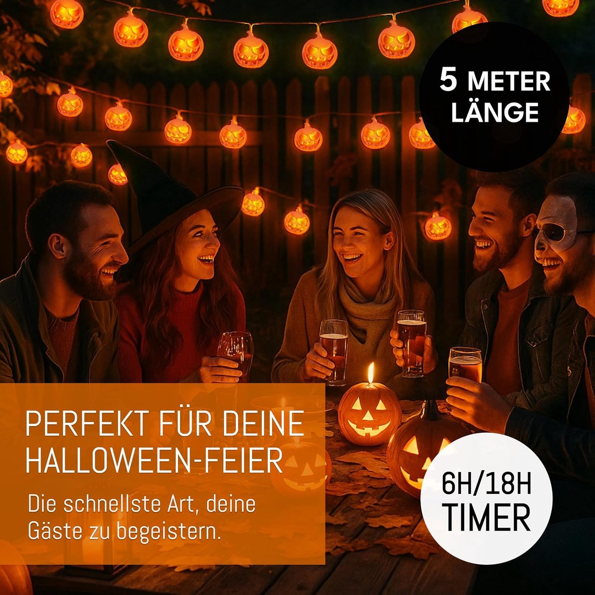 Sfeervolle Halloween Lichten 5 m - 20 LEDs Warm Wit - Batterij Timer - Creepy Decoratie voor Binnen - SnelShoppen
