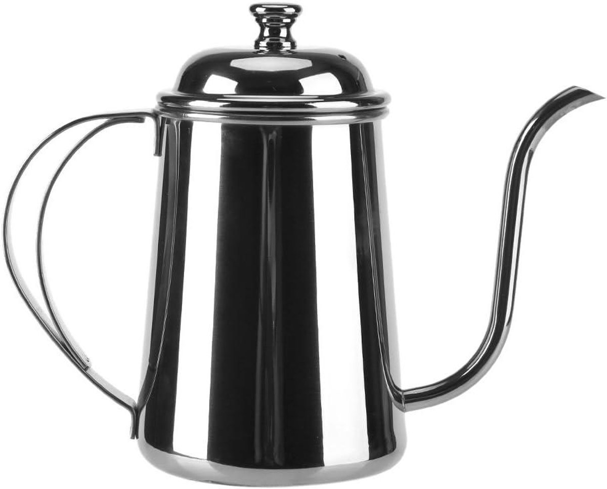 Giet over waterkoker - Theeketel Zwanenhals - Koffie en Thee Zetten - Precisie Waterstroom - 650 ml - Zilver