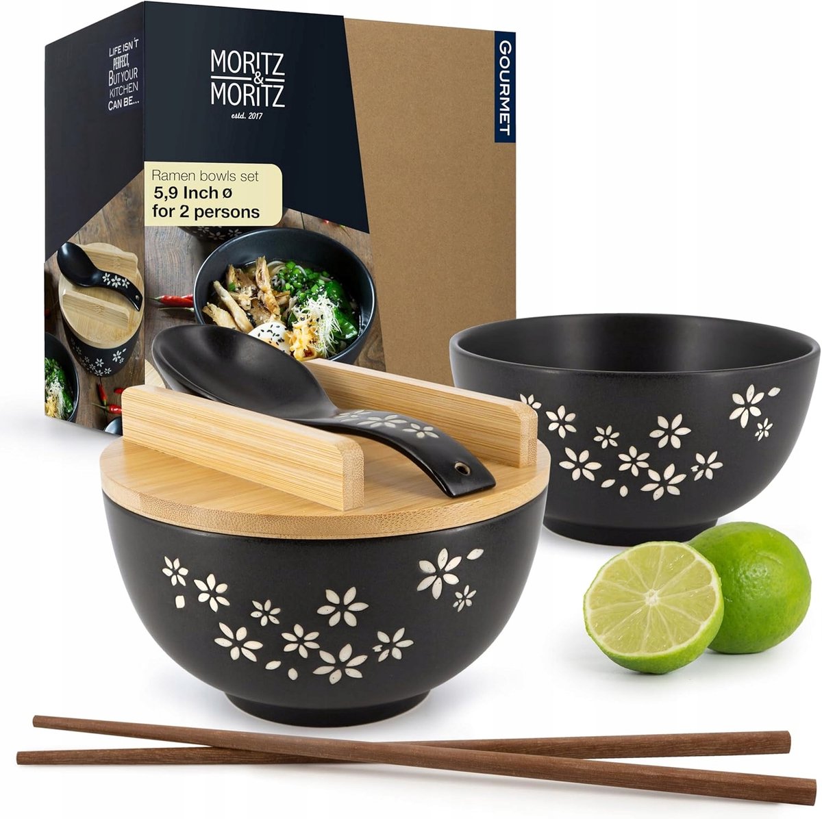 Dubbele Ramen Set: Kom, Lepels, Stokjes & Deksel (600ml)