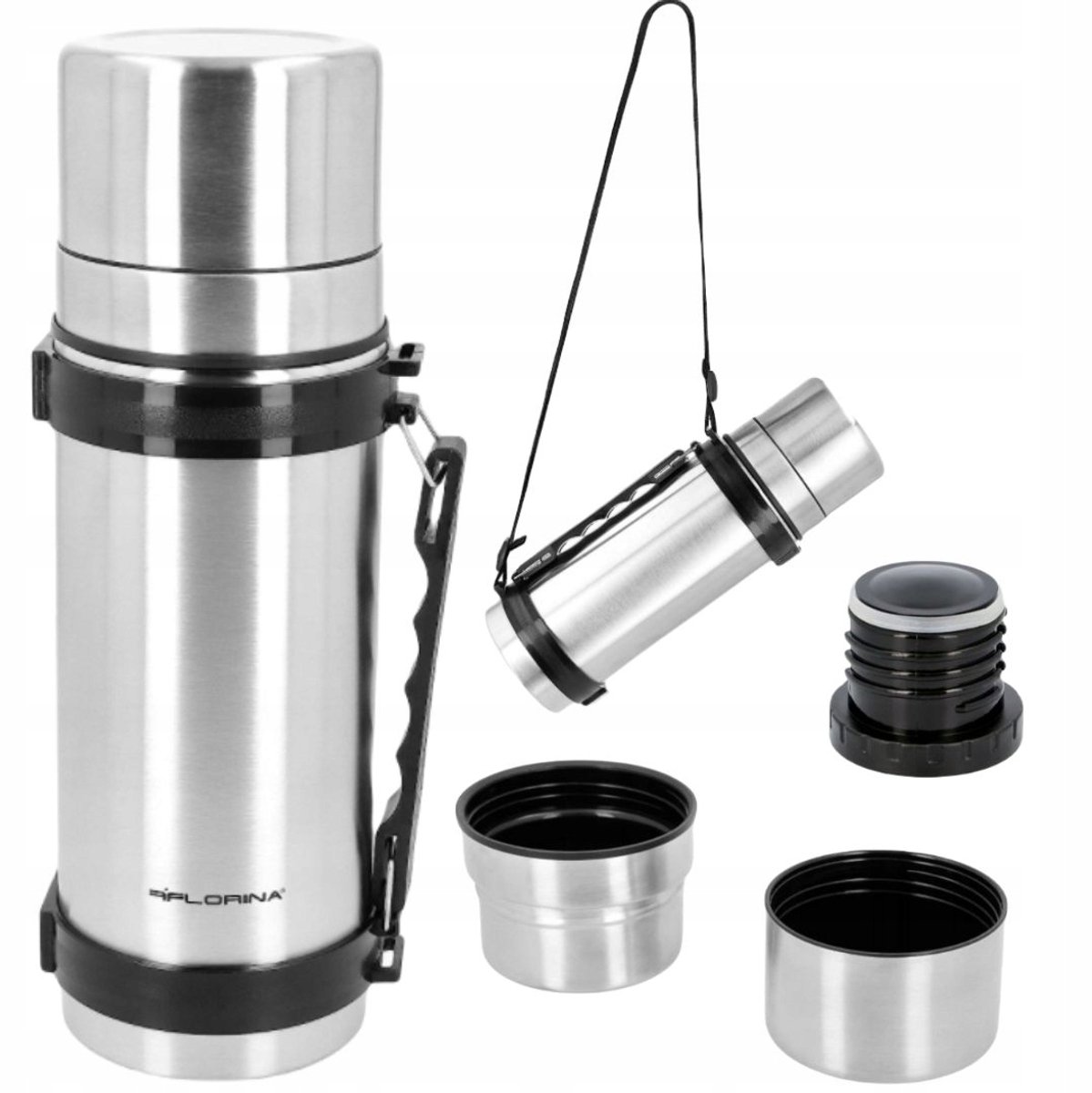 RVS Thermos 1L met 2 Mokken - Ideaal voor Reizen & Outdoor