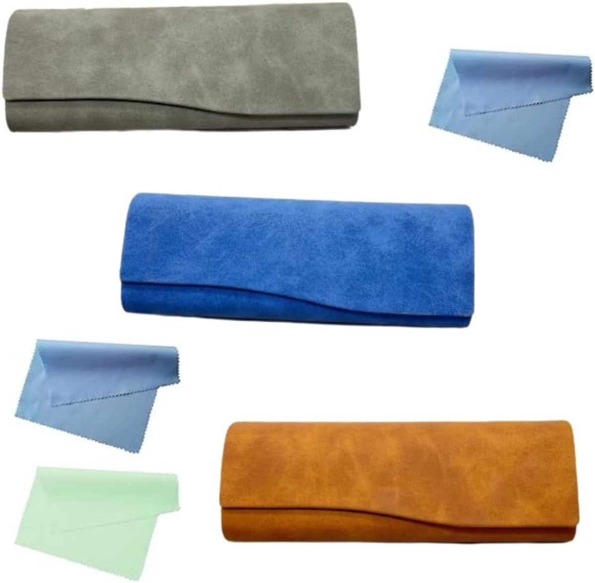 Hardcase brillenkoker set van 3 - zachte leer - voor dames, heren en kinderen - beschermt uw brillen - ShopVlot