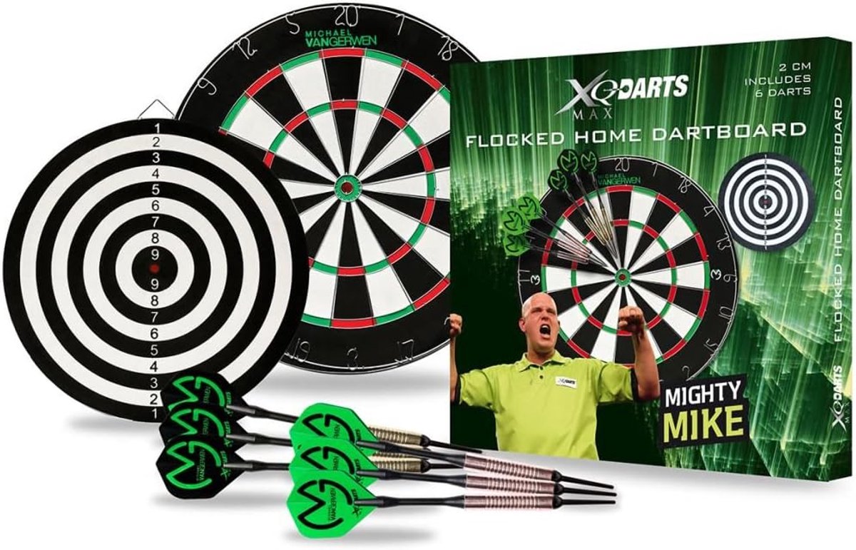 dartbord set 2 cm dik - incl. 6 stalen dartpijlen - hoogwaardig materiaal - ideaal voor thuisgebruik - ShopVlot