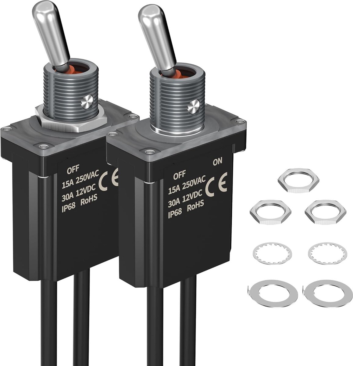 Tuimelschakelaar 12 V - IP68 waterdicht - robuust en voorbedraad - ideaal voor auto en boot - ShopVlot