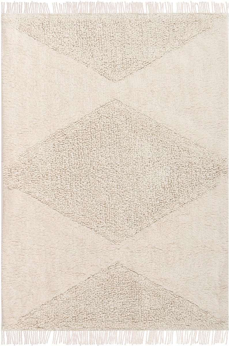 KHONOMA - Kindervloerkleed - Lichtbeige - 160 x 230 cm - Katoen