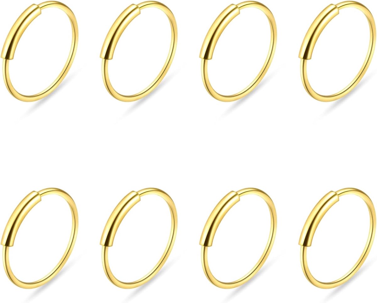 Neusring set van 8 - Hypoallergeen roestvrij staal - 8 mm - Comfortabel en veilig - ShopVlot