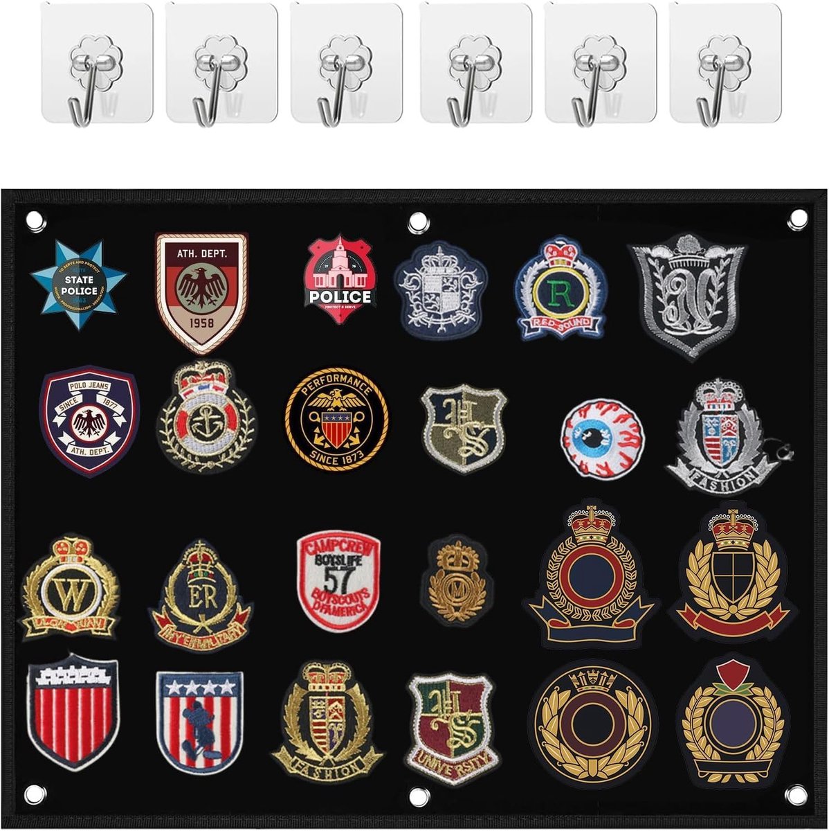 Patches klittenband muur 60 x 45 cm - zwart oppervlak - groot display voor badges en verzamelstukken - ShopVlot