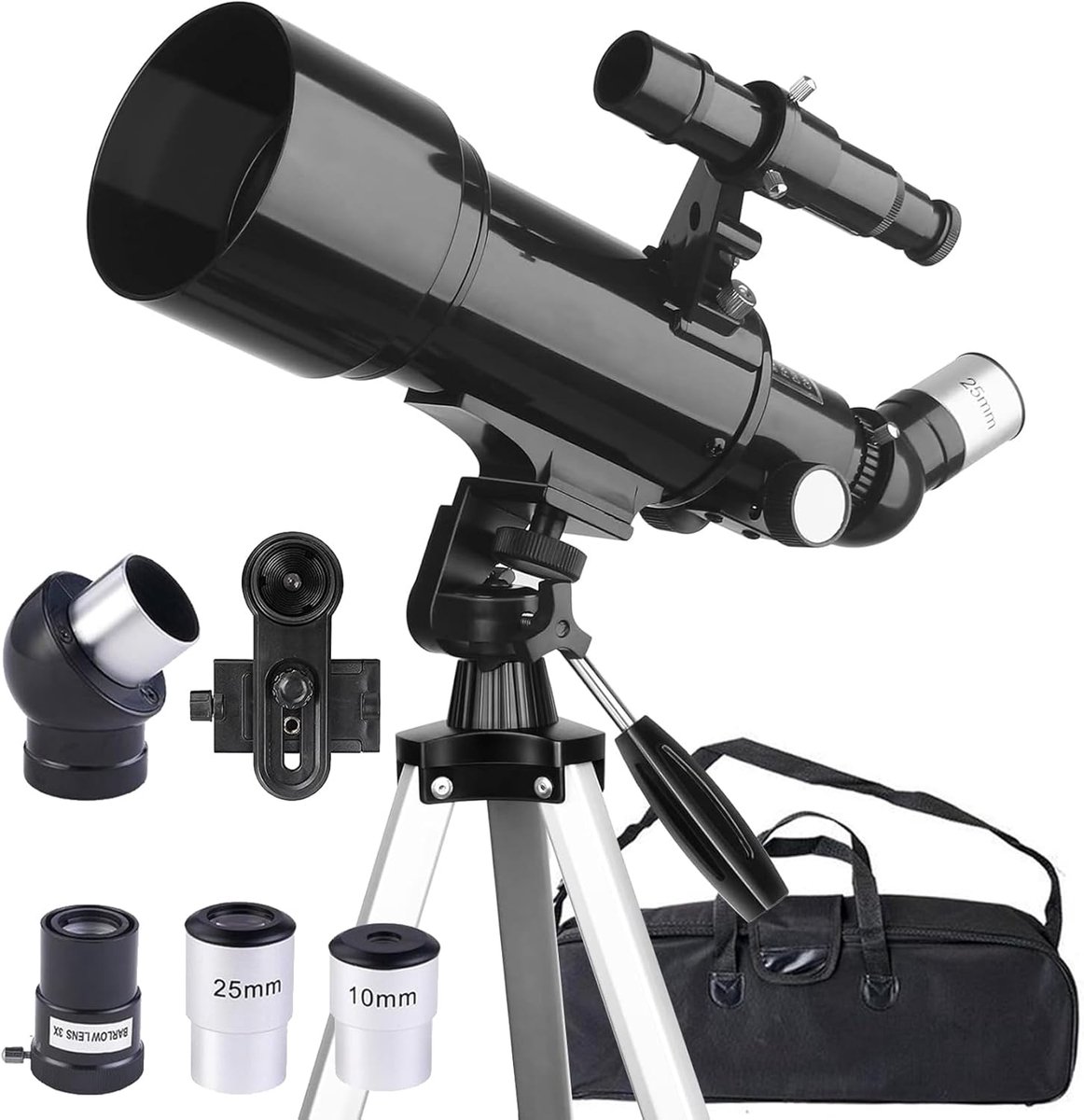 Telescoop 70 mm opening - 400 mm refractor - incl. lenzen en telefoonhouder - ideaal voor beginners - ShopVlot