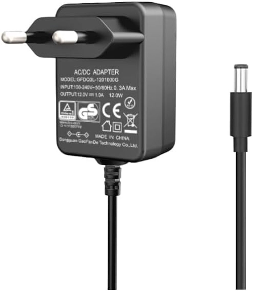 AC adapter 12 V 1 A - Oplader voor bewakingssysteem - Veilige stroomvoorziening - Ideaal voor beveiligingscamera - ShopVlot