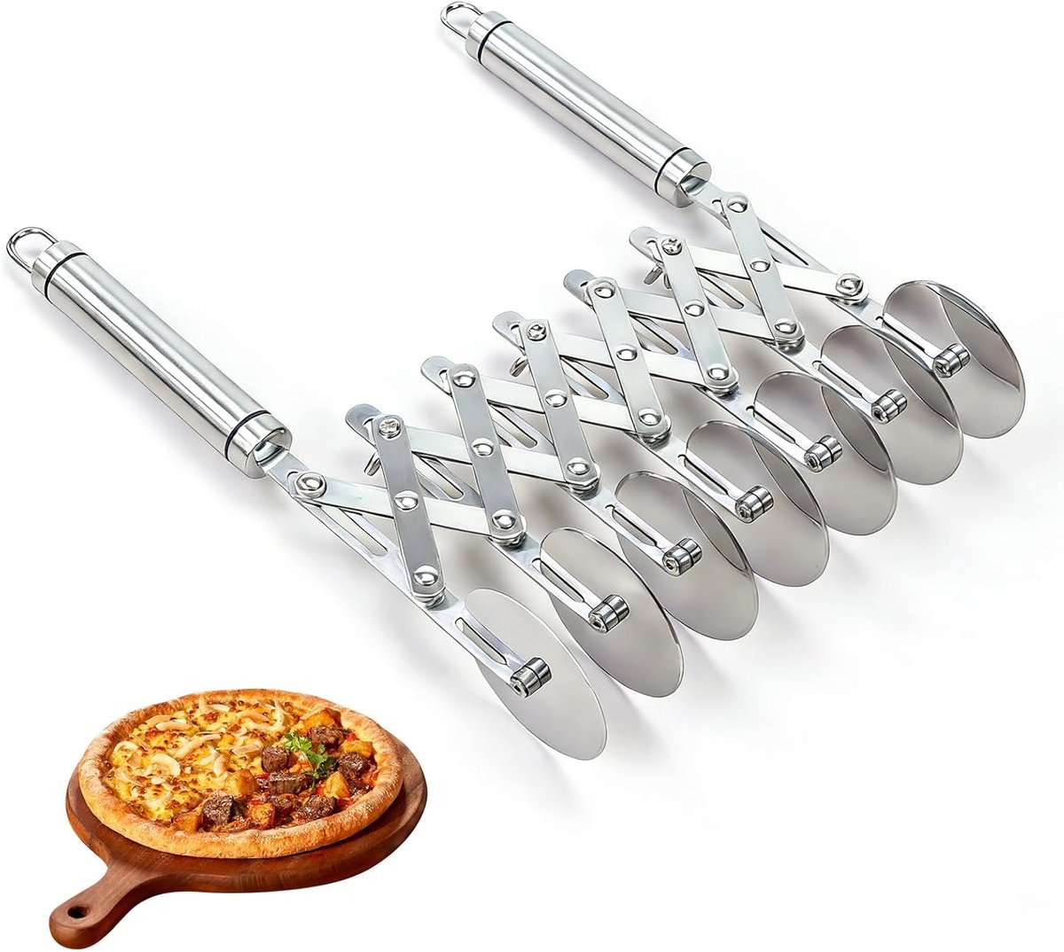 Deegsnijder 7 wielen - roestvrij staal - taartsnijder - perfect voor pizza en cake - ShopVlot