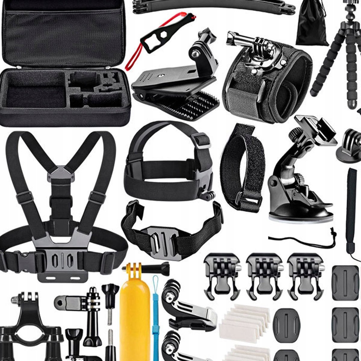 XXL Set Sportcamera Accessoires: Houder, Koffer & Borstband
