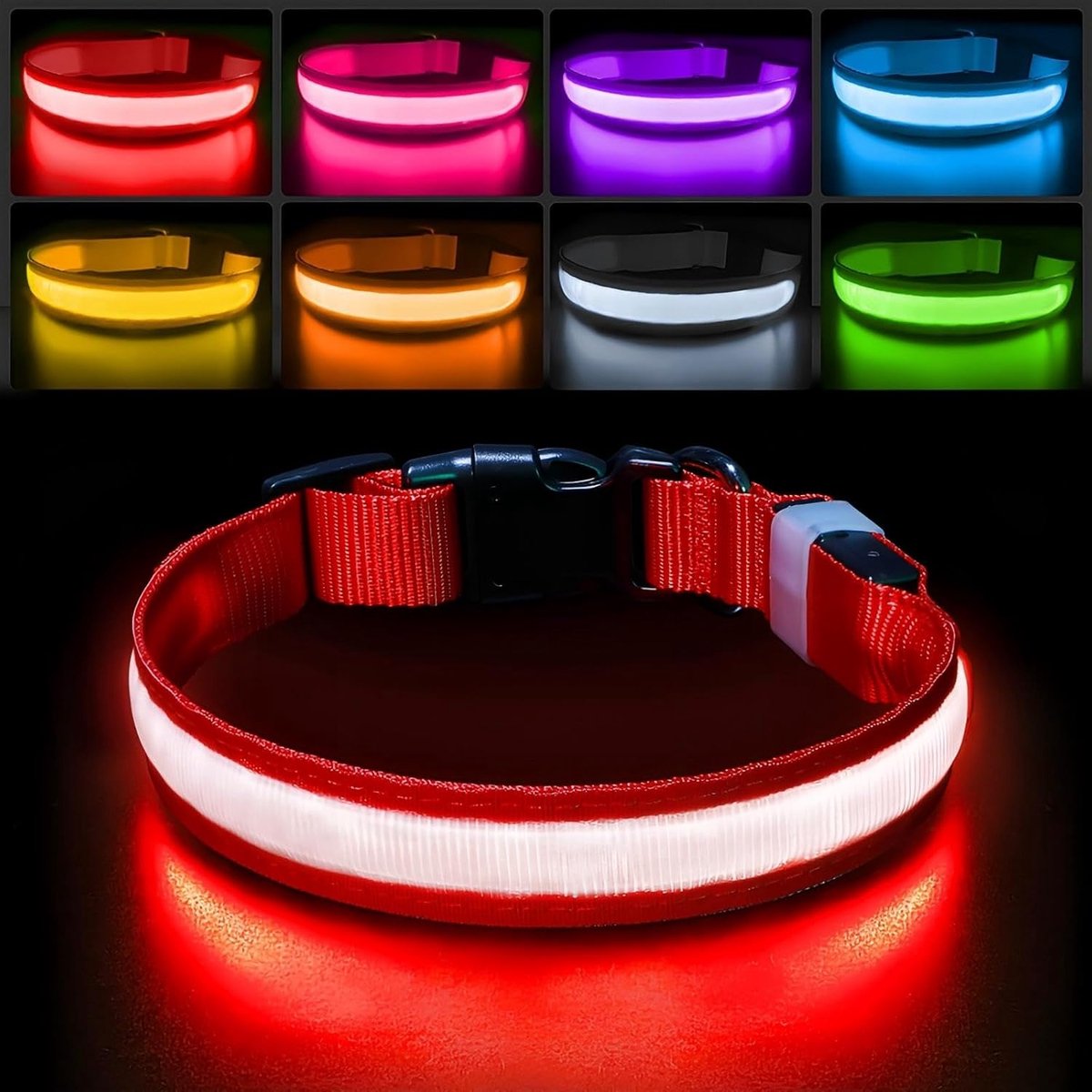 Hondenhalsband LED 7 kleuren - Oplaadbaar en waterdicht - Hoog zichtbare lichtfunctie voor veiligheid - ShopVlot