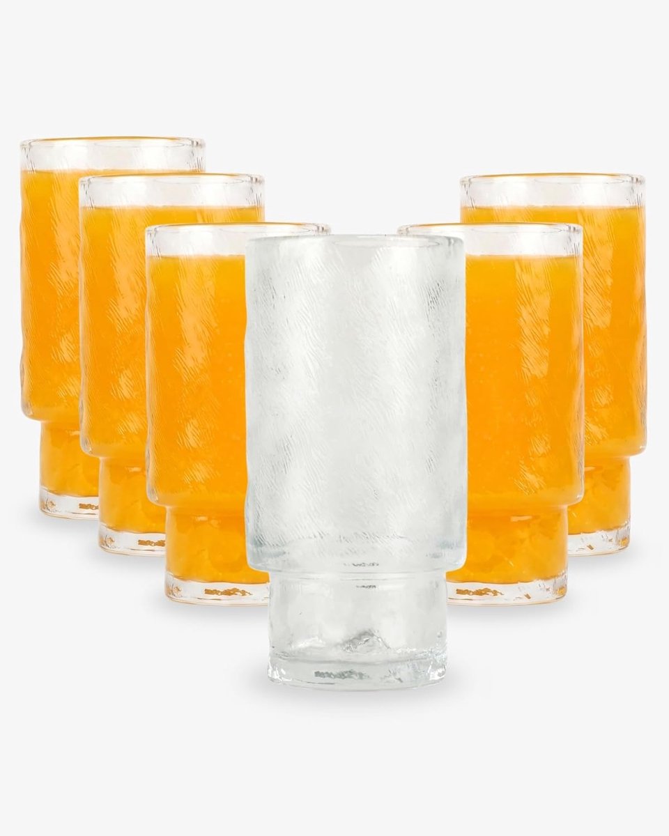 Longdrinkglazen set van 6 - 300ml - glazen met ijzige reliefstructuur - perfect voor cocktails - ShopVlot
