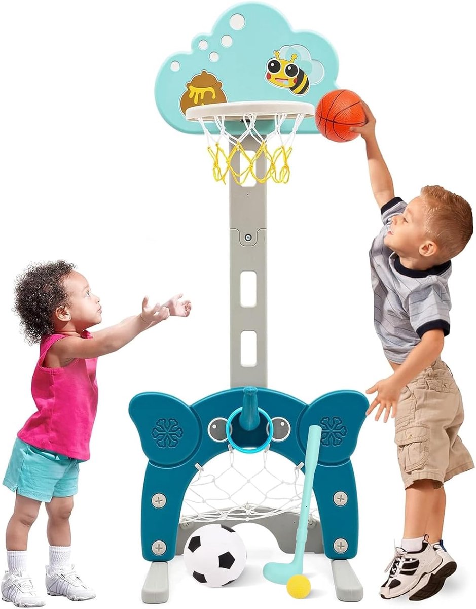 Basketbalstandaard voor kinderen - Hoogte verstelbaar - 4-in-1 activiteitencentrum - Sportieve spellen voor peuters - ShopVlot