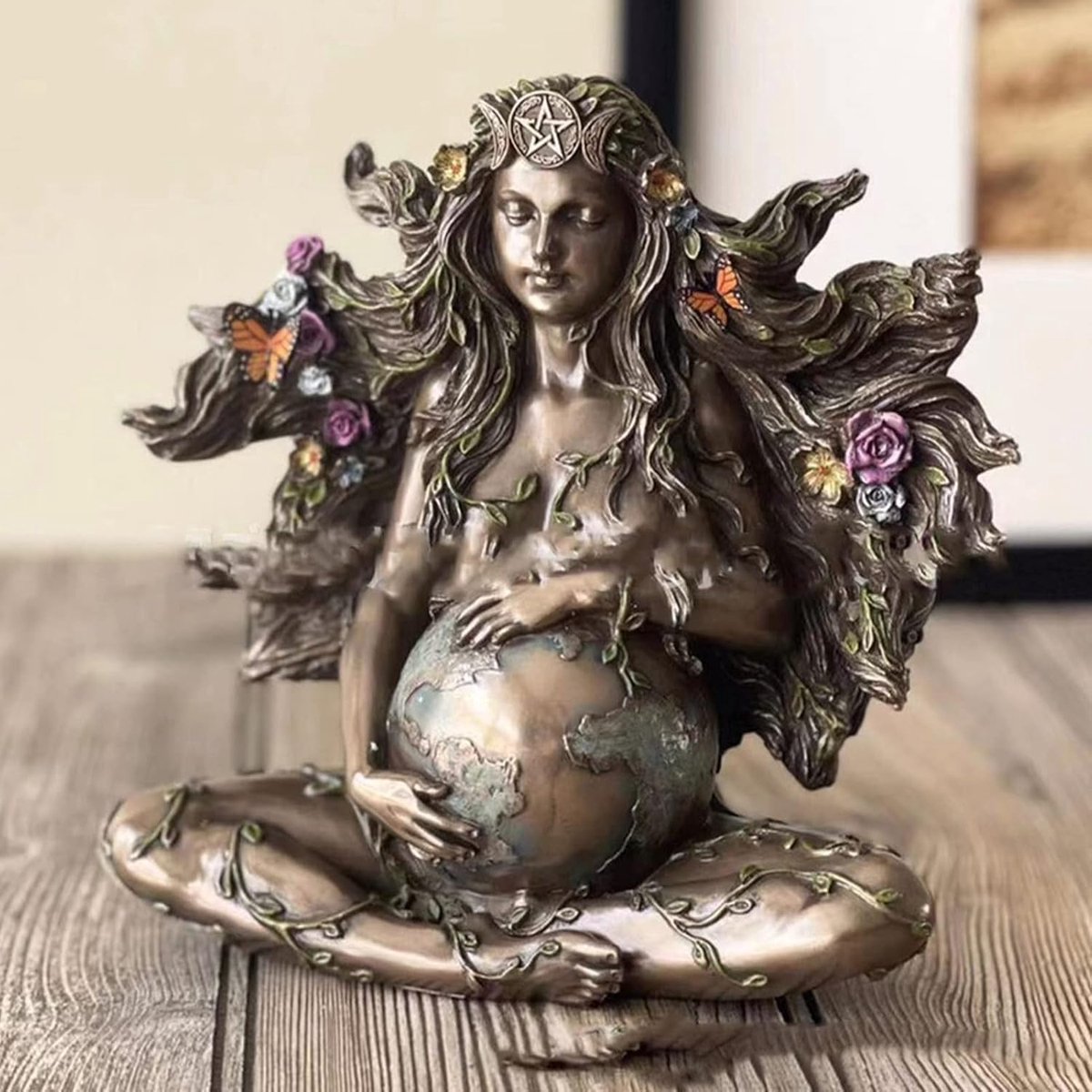 Figurine Gaia - Moeder Aarde Beeld - Polyhars Decoratie - Voor Binnen en Buiten - ShopVlot