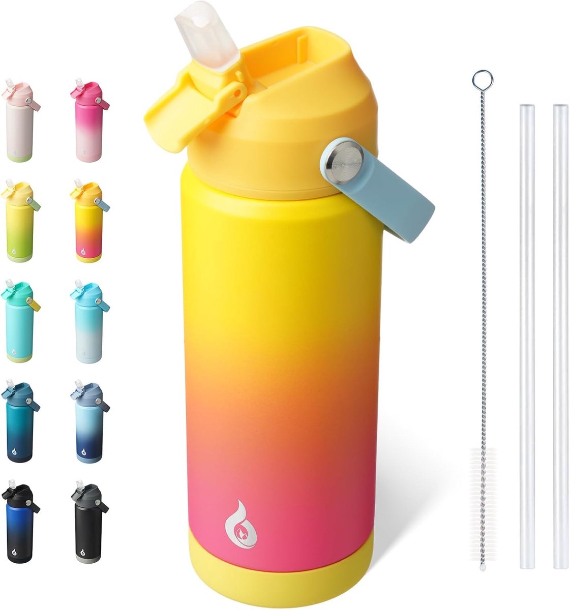 Geïsoleerde Drinkfles - Thermosfles Rietje - Hydratatie Onderweg - Dubbelwandige Isolatie - 530 ml - Regenboog