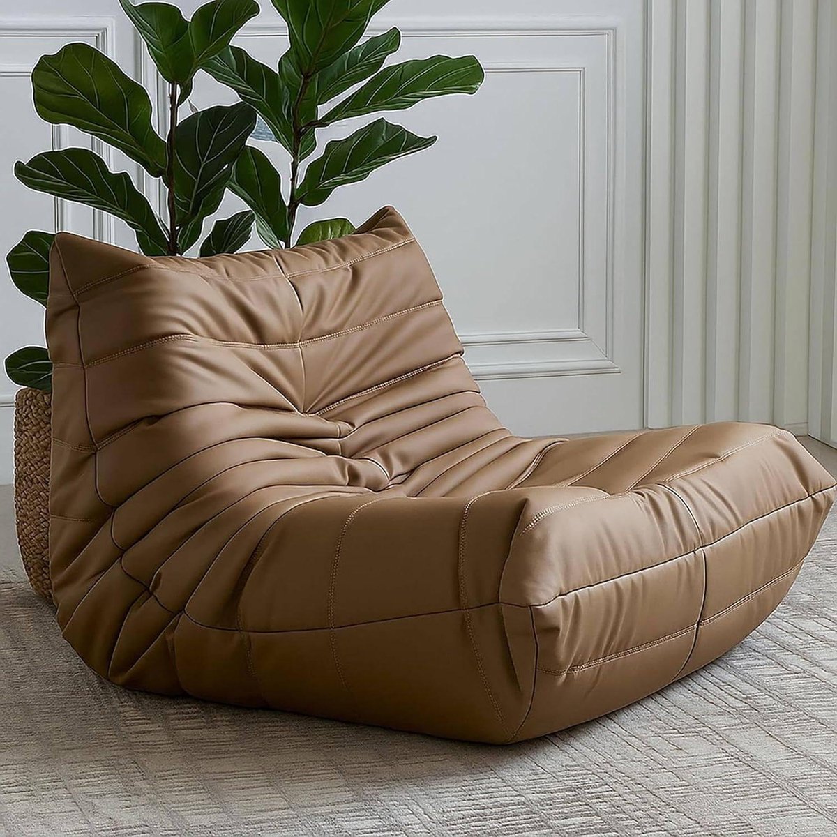 Zitzak Fauteuil - Relaxfauteuil Vloerstoel - Ontspannen Zitten - Ergonomisch Gevormd - 70 x 93 x 80 cm - Bruin
