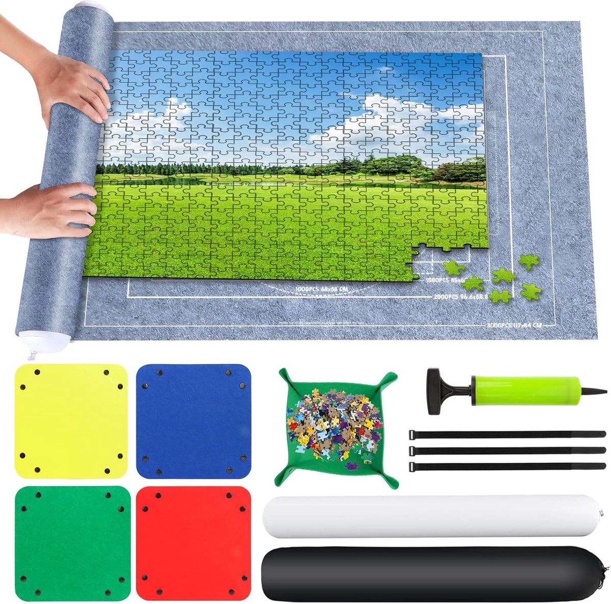 Puzzelmat 66 x 116 cm - Vilt - Opbergtas en accessoires - Ideaal voor puzzelliefhebbers - ShopVlot