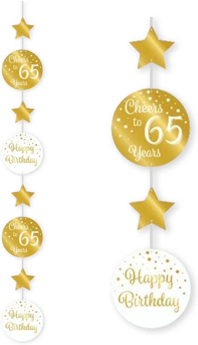 Hanging Decoration 65 Jaar - Wit & Goud - Feestelijke Slinger - Creëer een feestelijke sfeer - SnelShoppen