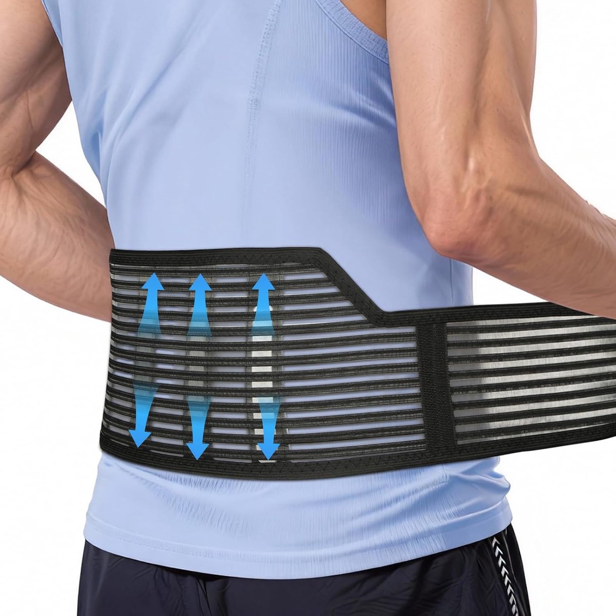 Lendensteun, verstelbare lendensteun voor mannen en vrouwen met 4 metalen rails, ademende orthopedische elastische lendenwervelband voor sport en werk, M