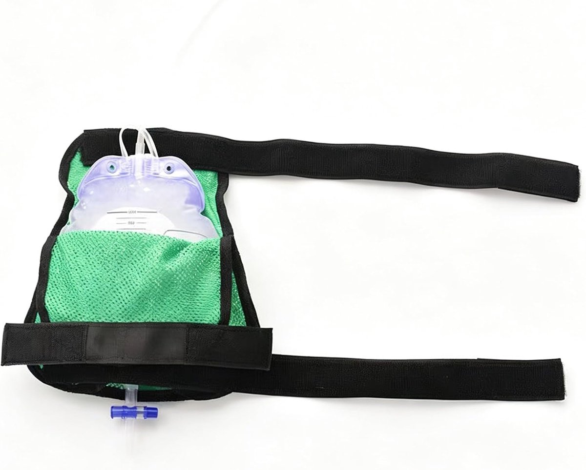 Beenzakhouder, verstelbare katheter-beenzak voor onderbenen, geschikt voor 1500 ml urinezak, ademend net, wasbaar, met klittenband, voor beenomtrek 30-50 cm (groen)