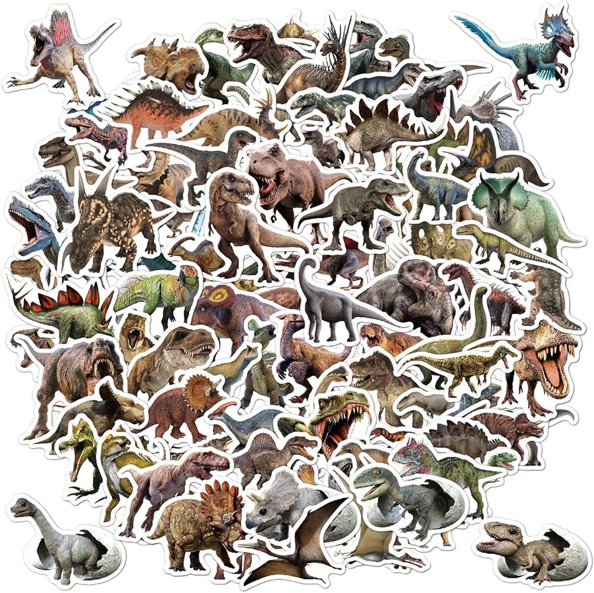50x dino stickers - Dinosaurus stickers - T-Rex - Dierenstickers - Bullet journal - Laptop stickers - Waterfles - Koffer - Knutselen - Decoratie - SCrapbooking - Dinosaur - Jurassic park - Jonyx