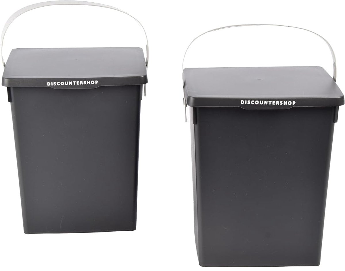 Afvalbak 5.5L - Robuuste kunststof grijs - Met deksel en handvat - Ideaal voor thuisgebruik - SnelShoppen