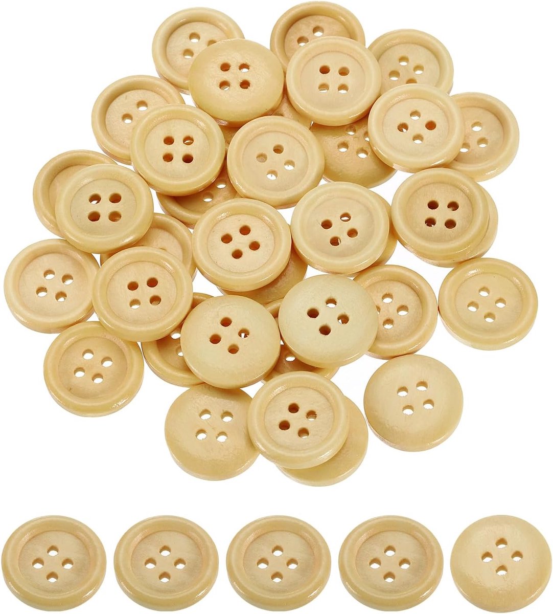 Knopen, 18mm (3/4") 4-gats ronde houten knopen naaien knoop handwerk flatback voor naaien DIY handwerk kleding, natuurlijk hout