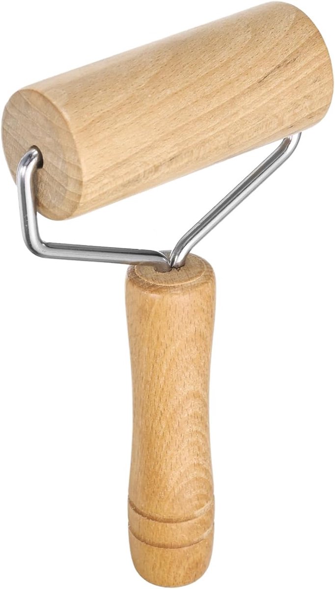 Deegroller, 7,28 x 3,9 cm, Y-esdoornhout, handvat, anti-aanbak, fondanroller, deegroller, deegroller, voor het bakken van koekjes, gebak, klei, houtkleur