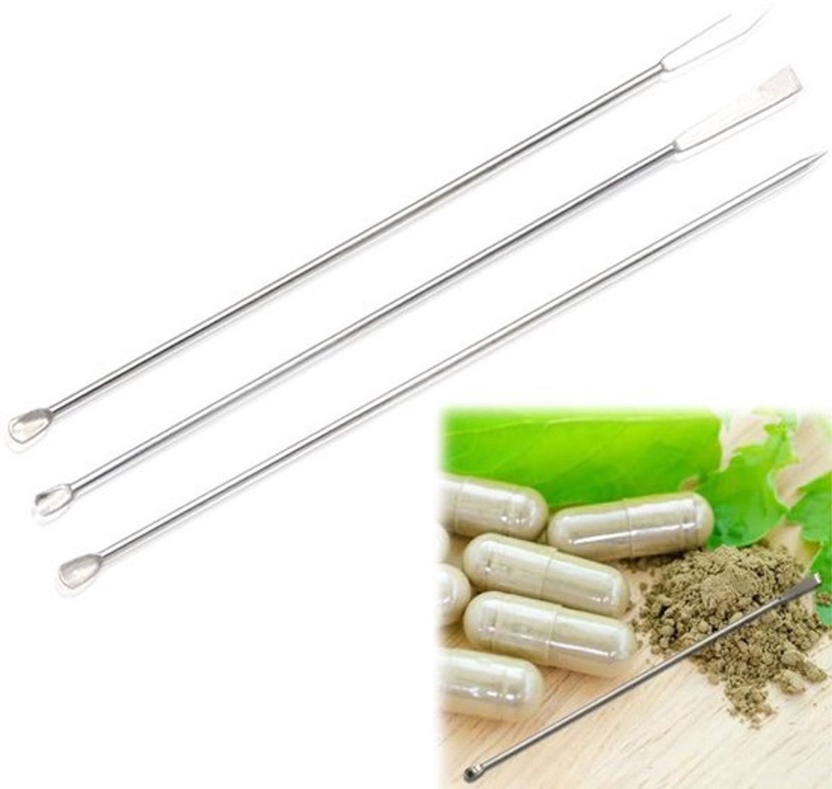 3 stuks 22 cm laboratoriumspatel, spatula laboratorium roestvrij staal, laboratoriumlepel, dubbele kop, micro monsterlepel, spatula, laboratorium roestvrij staal, spatula laboratorium, lepel laboratorium