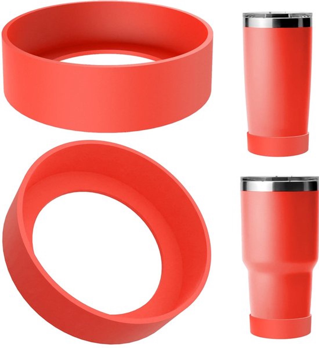 Waterflesschoenen Geschikt voor YETI Rambler Tumbler 20oz/30oz, Reisbeker 20oz/30oz, Rietjesbeker 26oz, Siliconen Fleshoes (Rood / 2 stuks)