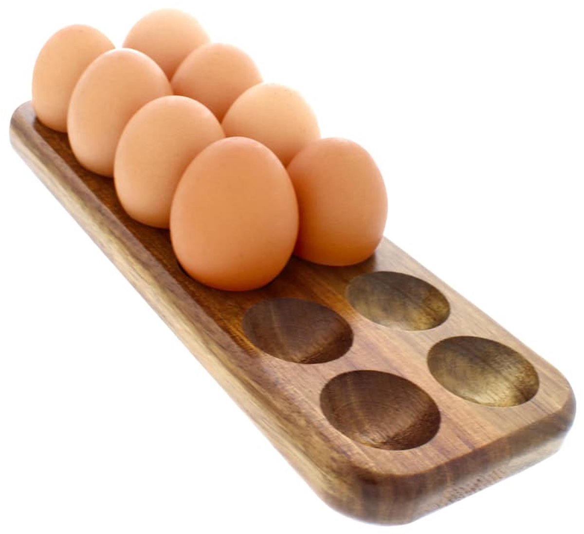 Eierrek - Rustiek houten eierrek, perfect om eieren op te bergen of tentoon te stellen op uw koelkast of aanrecht - gemakkelijk schoon te maken... (geschikt voor 12 eieren)