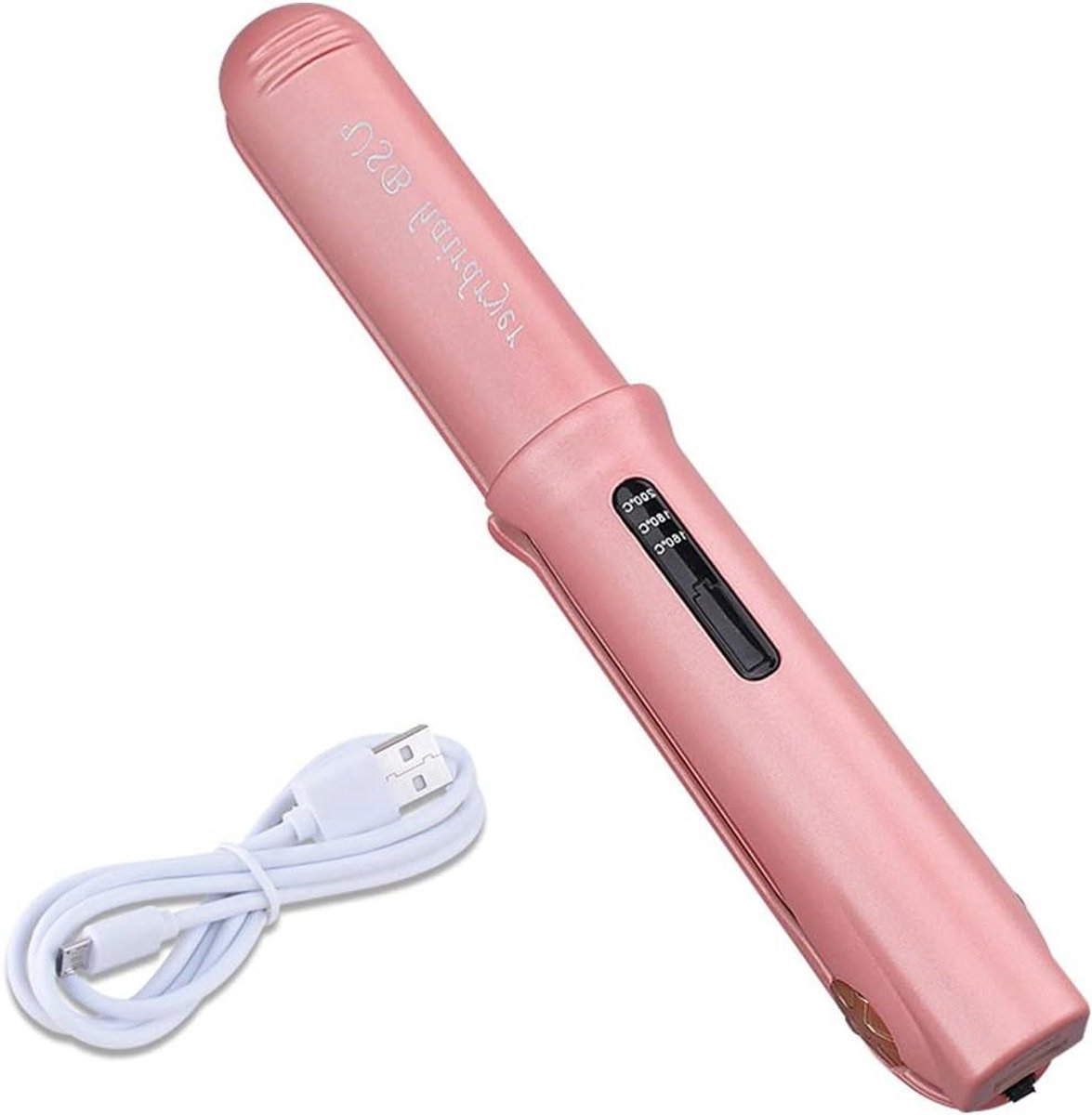 Draadloos Stijltang Krultang - Haarstyler Strijkijzer - Haar Stylen - 2-in-1 Functie - 20 cm - Roze