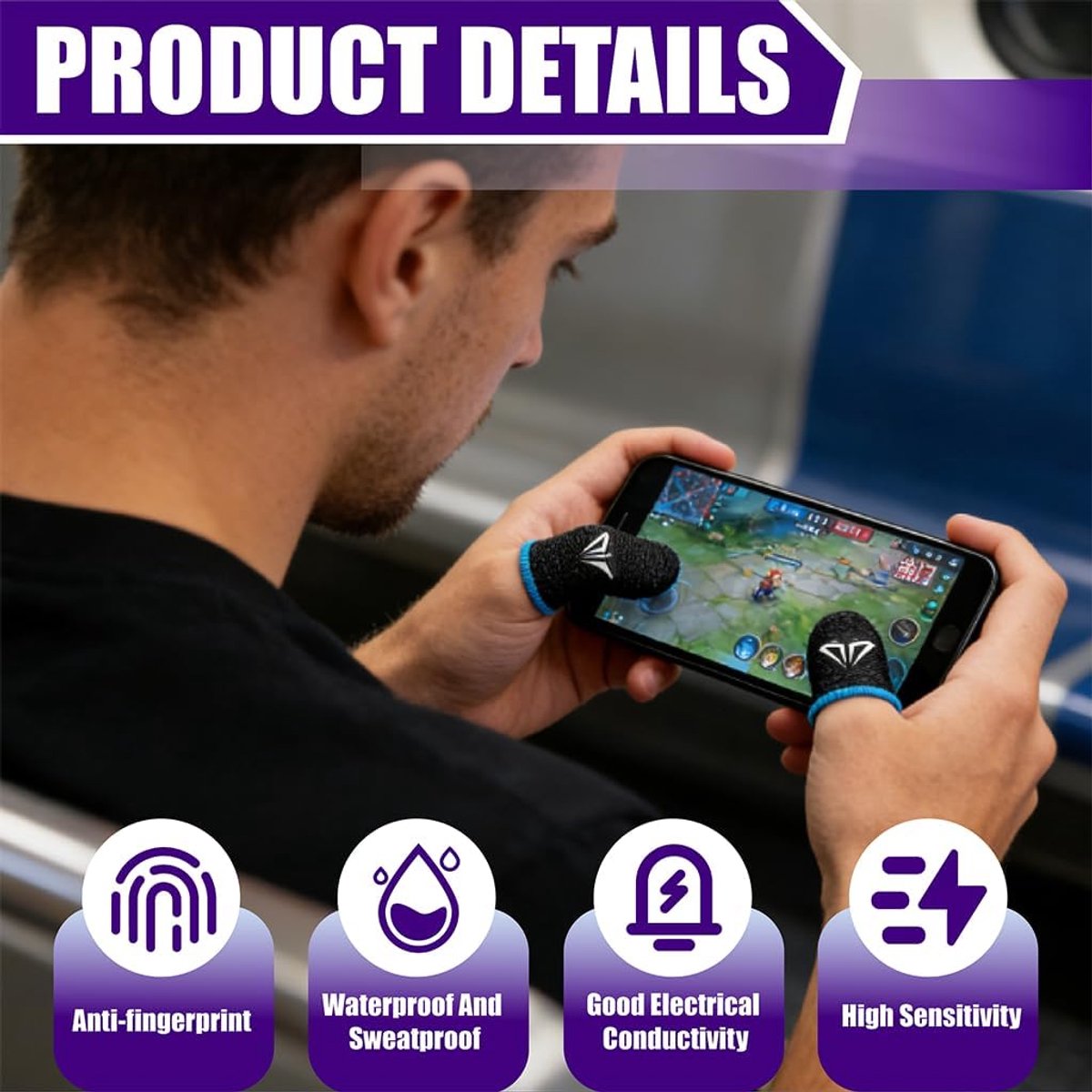 Gaming vinger sleeves 10 stuks - anti-zweet - hoge gevoeligheid - ideaal voor mobiel gamen - SnelShoppen
