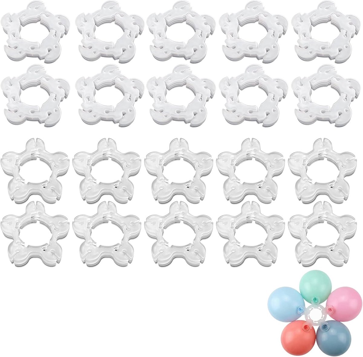 Ballonclips 100 Stuks - Herbruikbaar Plastic - Voor Ballonnenboog - Ideaal Voor Feesten - SnelShoppen